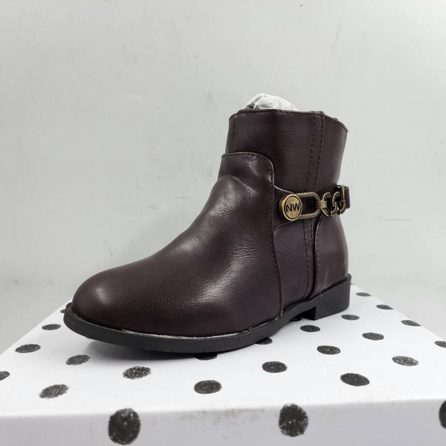 Nine West Lil Amara Bootie Toddler Girls 9M Brown Almond Toe Side Zipper Closure