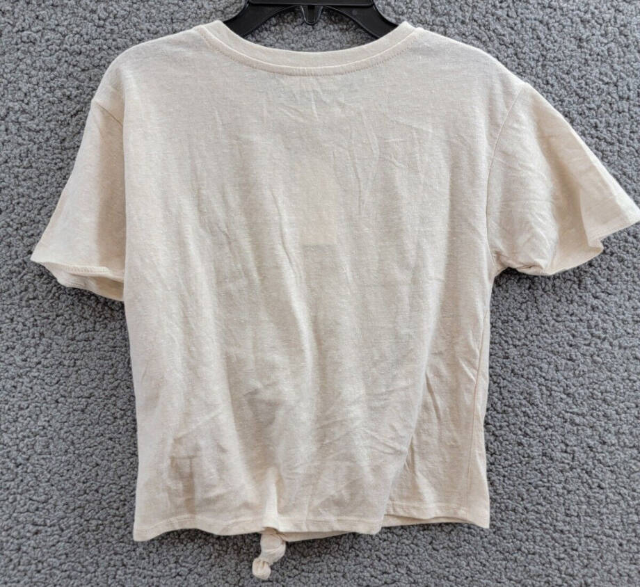 Beautees Short Sleeve Crewneck T-shirt Girl's XL Mauve Glitter Screen Side Tie