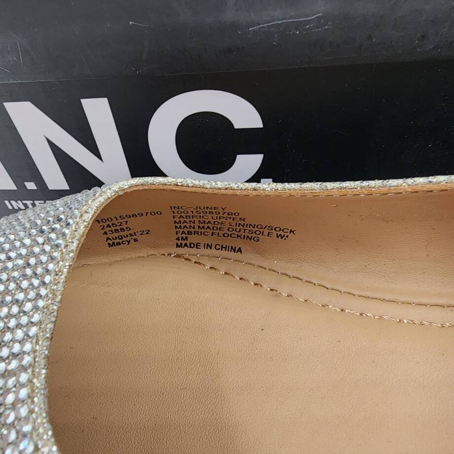 INC International Concepts Juney Ballet Flats Big Girls 4M Champagne Embellished