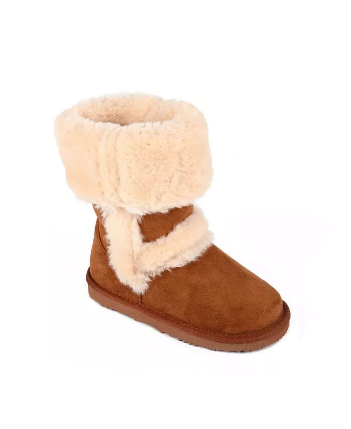 I.n.c. International Concepts Witty Faux Fur Boots Girls 11M Chestnut Pull On