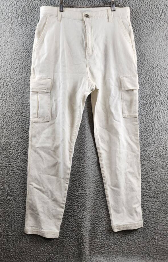 Rebecca Minkoff Stevie Relaxed Cargo Pants Women's 31 White Button Zip Closure