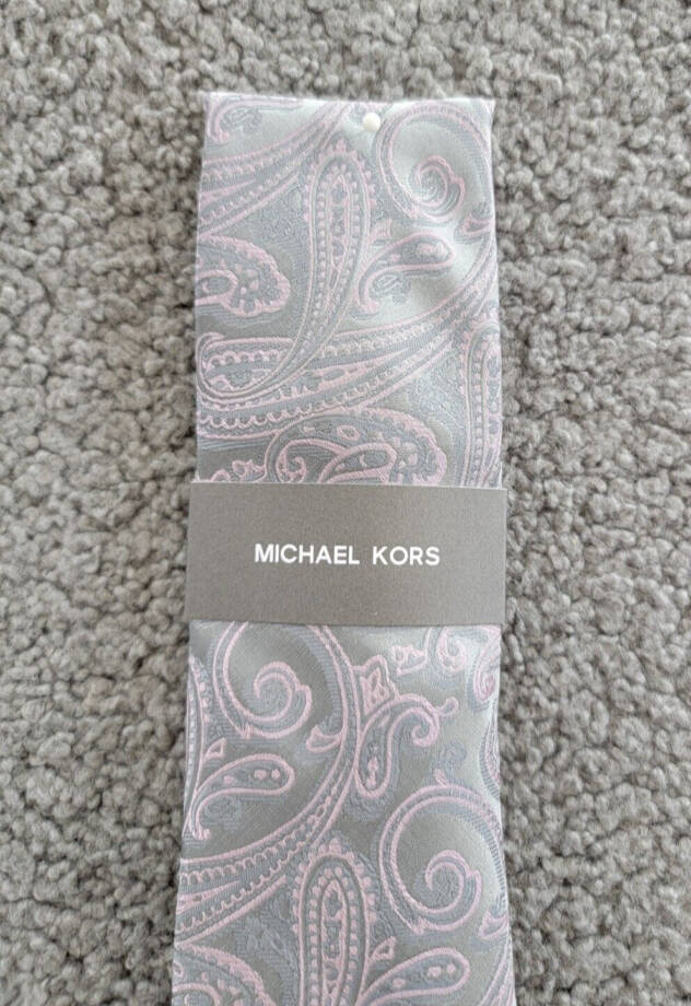 Michael Kors Kowal Paisley Tie Mens One Size Silver Classic Design Pointed