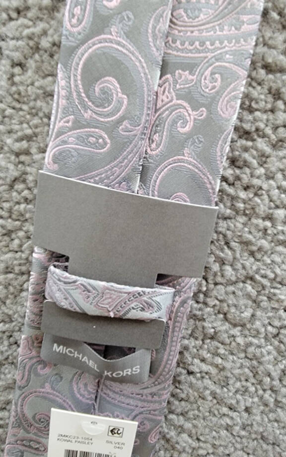 Michael Kors Kowal Paisley Tie Mens One Size Silver Classic Design Pointed