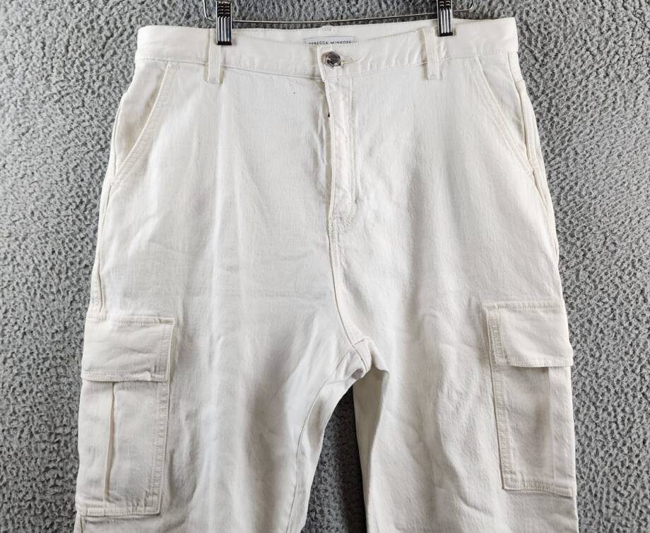 Rebecca Minkoff Stevie Relaxed Cargo Pants Women's 31 White Button Zip Closure