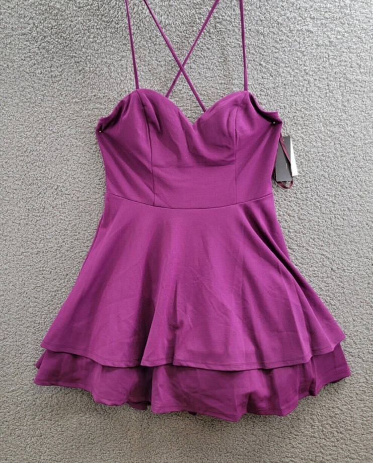 City Studio Sweetheart-Neckline Fit & Flare Dress Juniors 13/14 Orchid Back Zip