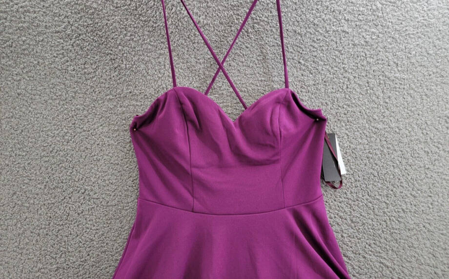 City Studio Sweetheart-Neckline Fit & Flare Dress Juniors 13/14 Orchid Back Zip