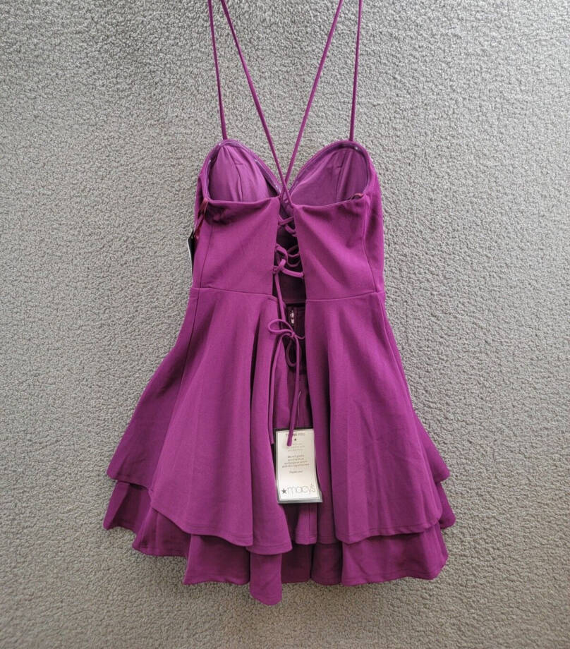 City Studio Sweetheart-Neckline Fit & Flare Dress Juniors 13/14 Orchid Back Zip