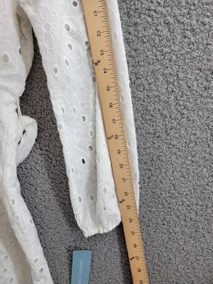 London Times Scoop Neck A-Line Sash Tie Summer Dresses Women 8 White Zip Closure