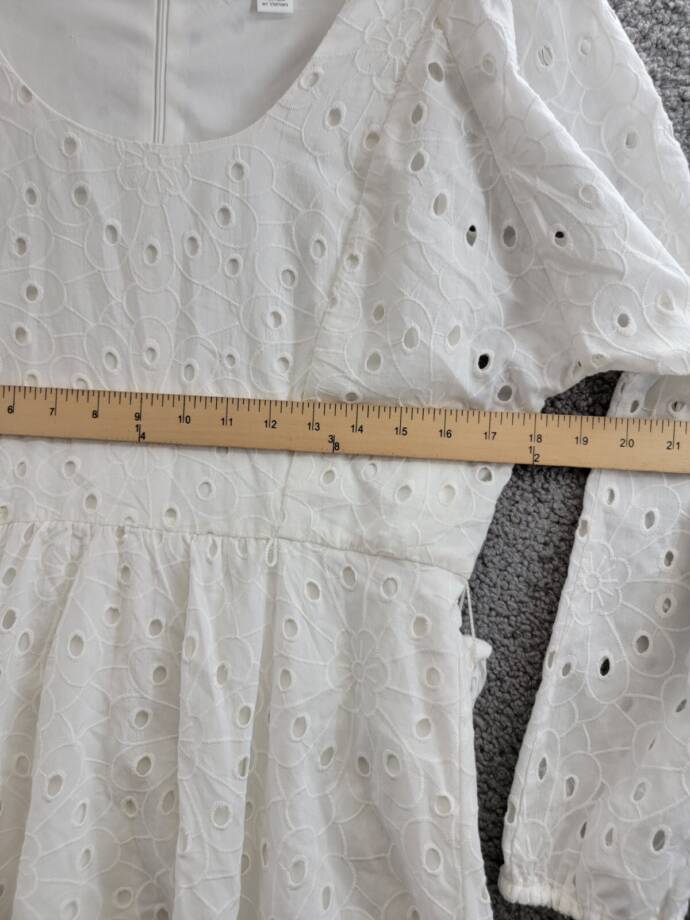 London Times Scoop Neck A-Line Sash Tie Summer Dresses Women 8 White Zip Closure