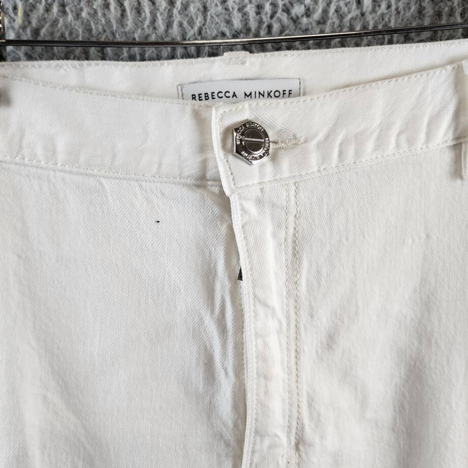 Rebecca Minkoff Stevie Relaxed Cargo Pants Women's 31 White Button Zip Closure