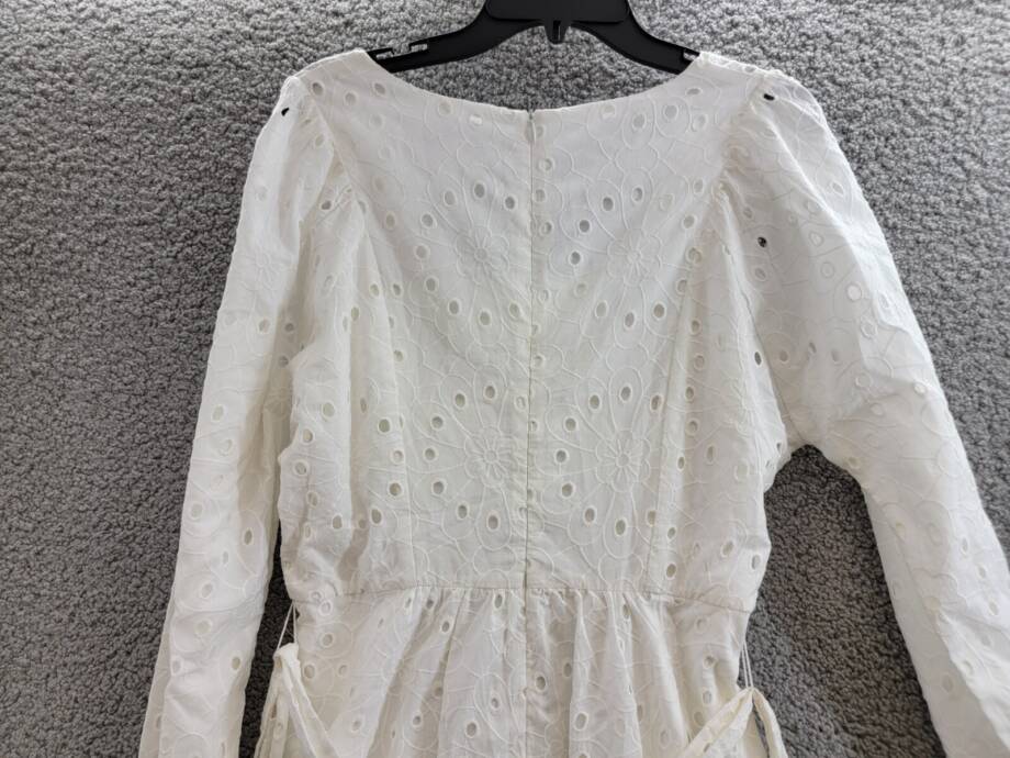 London Times Scoop Neck A-Line Sash Tie Summer Dresses Women 8 White Zip Closure