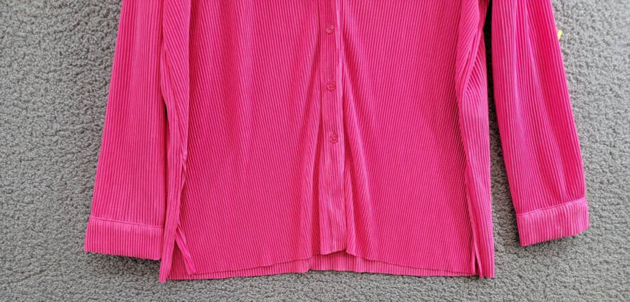 Bar III Petite Plisse-Knit Button-Up Shirt Women's PL Fuchsia Purple Collared