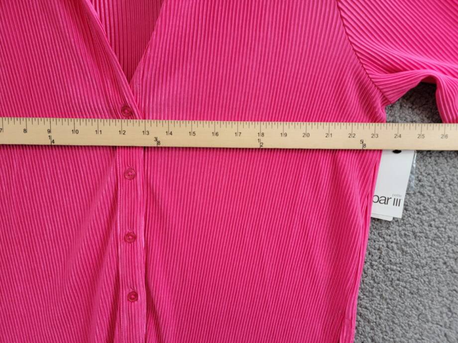 Bar III Petite Plisse-Knit Button-Up Shirt Women's PL Fuchsia Purple Collared