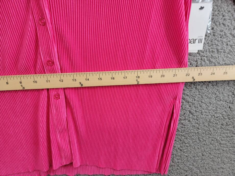 Bar III Petite Plisse-Knit Button-Up Shirt Women's PL Fuchsia Purple Collared