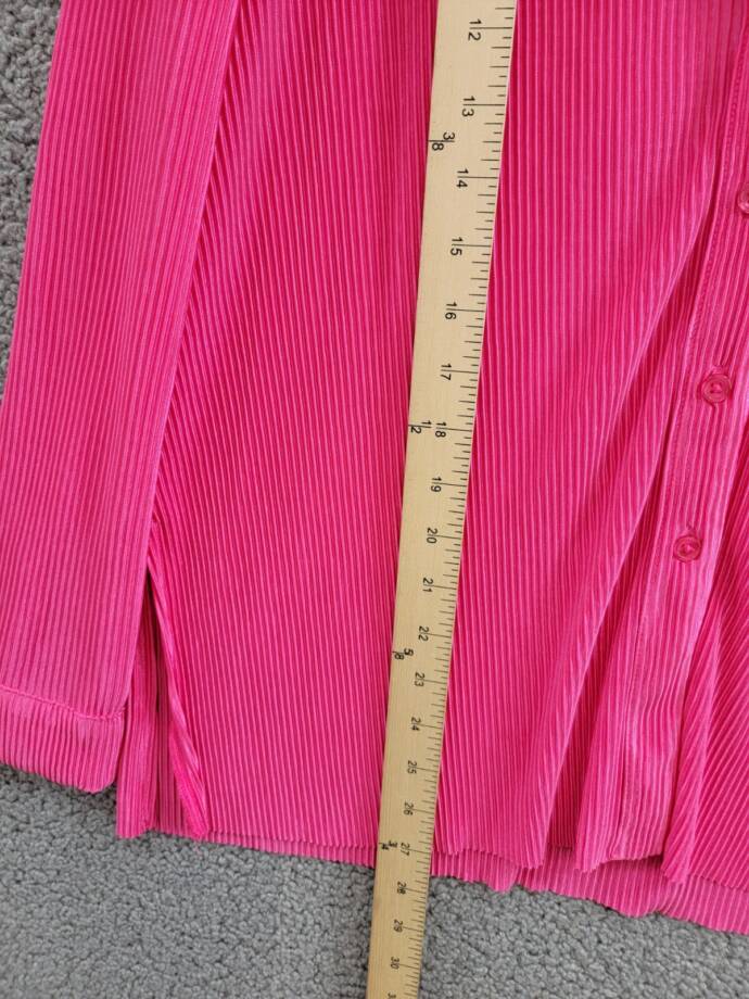 Bar III Petite Plisse-Knit Button-Up Shirt Women's PL Fuchsia Purple Collared
