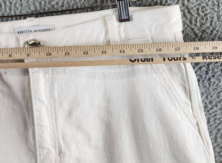 Rebecca Minkoff Stevie Relaxed Cargo Pants Women's 31 White Button Zip Closure