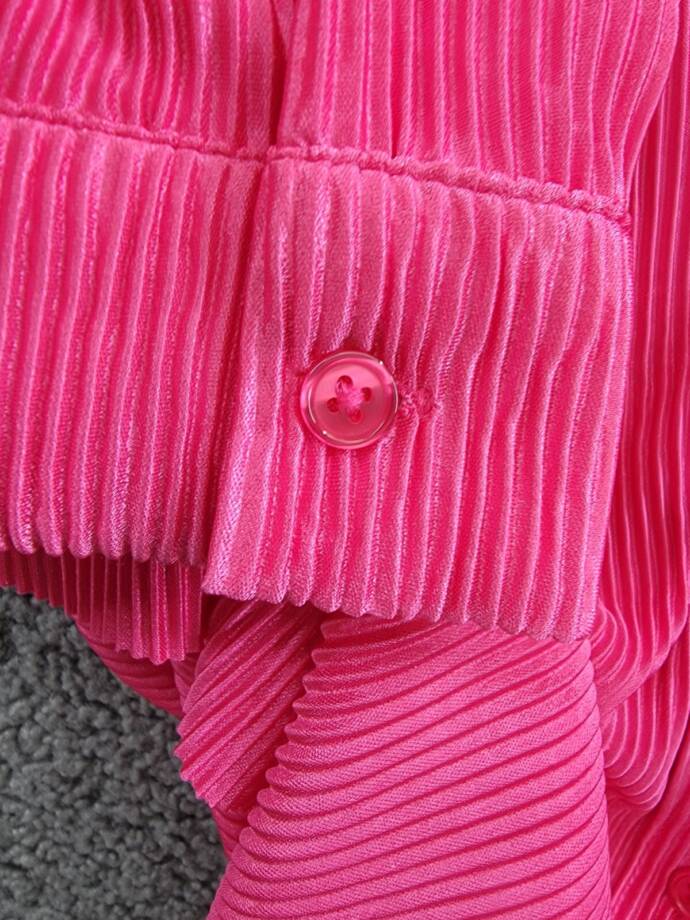 Bar III Petite Plisse-Knit Button-Up Shirt Women's PL Fuchsia Purple Collared