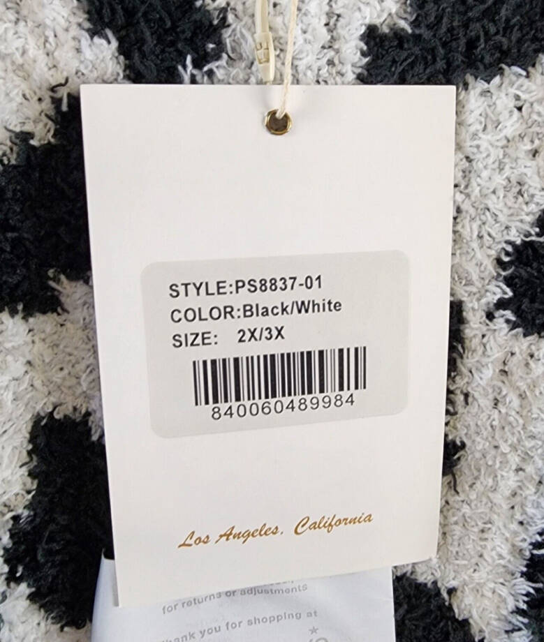 White Mark Plus Size Leopard Print Open Front Sherpa Sweater Women 2XL/3XL Black