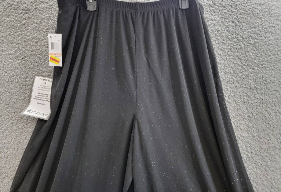 MSK Plus Size Mesh Sparkle Palazzo Pants Women's 2X Black Elastic Waist Pull On