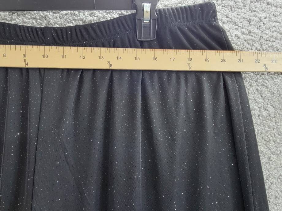 MSK Plus Size Mesh Sparkle Palazzo Pants Women's 2X Black Elastic Waist Pull On