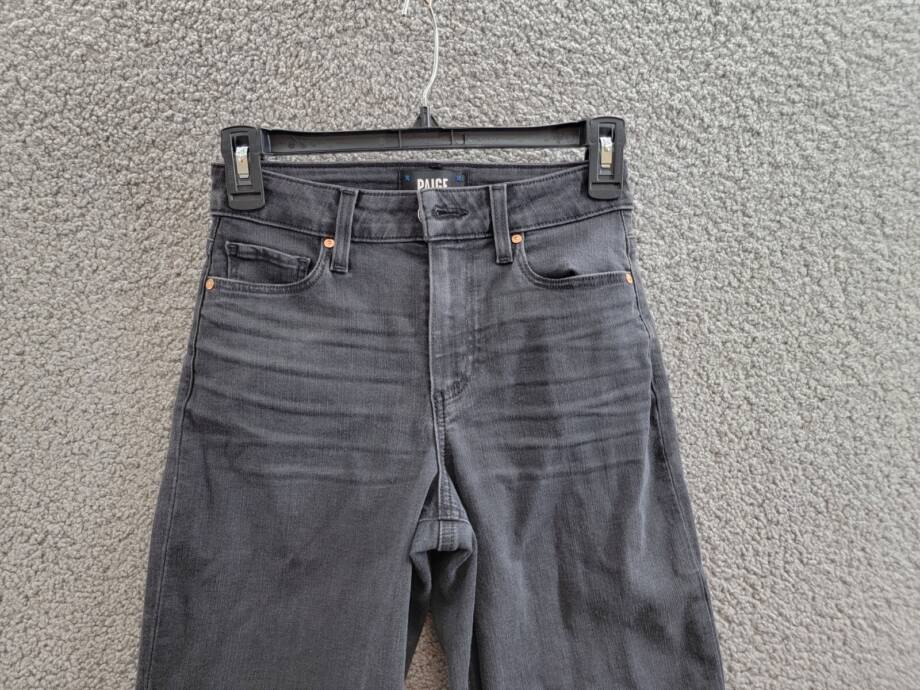 Paige Straight Leg Ankle Raw Hem Jeans Women's 24 Washed Black