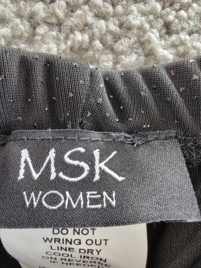 MSK Plus Size Mesh Sparkle Palazzo Pants Women's 2X Black Elastic Waist Pull On