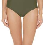 DKNY High-Waist Bikini Bottom Women's XL Moss Solid Elastic Waist Pull On