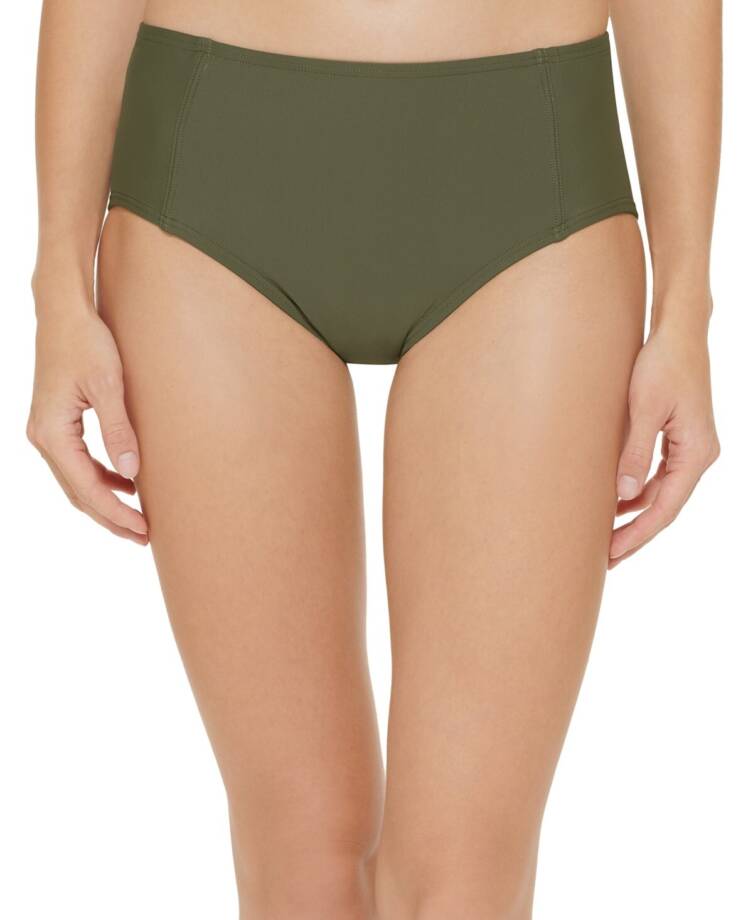 DKNY High-Waist Bikini Bottom Women's XL Moss Solid Elastic Waist Pull On