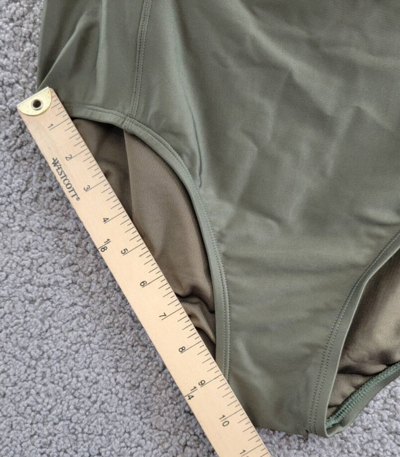 DKNY High-Waist Bikini Bottom Women's XL Moss Solid Elastic Waist Pull On