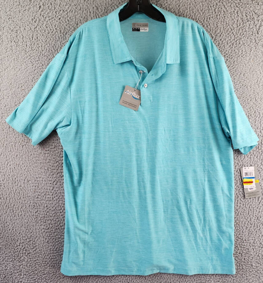 PGA TOUR Jasper Airflux Performance Polo Shirt Men's XL Med Bl Curacao Htr S/S