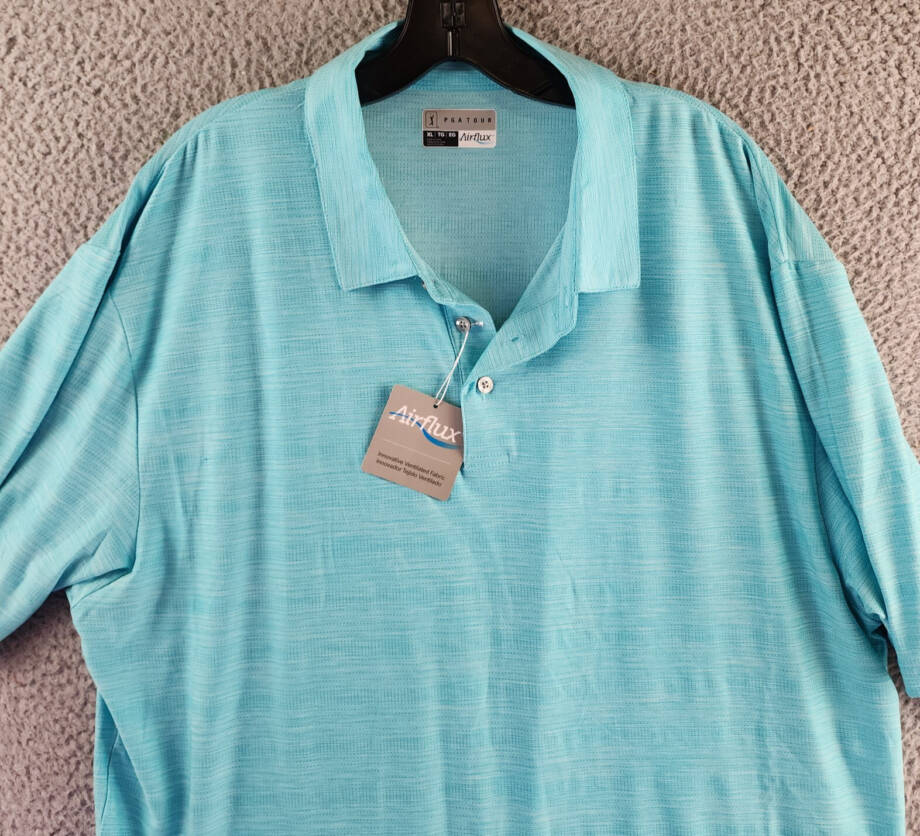 PGA TOUR Jasper Airflux Performance Polo Shirt Men's XL Med Bl Curacao Htr S/S