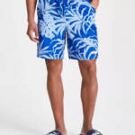 Puma ESS+Palm Resort Printed Shorts Mens S Cobalt Glaze Elastic Waist Drawstring