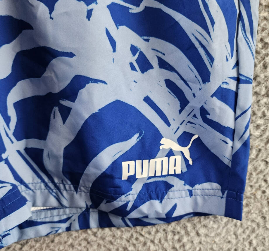 Puma ESS+Palm Resort Printed Shorts Mens S Cobalt Glaze Elastic Waist Drawstring
