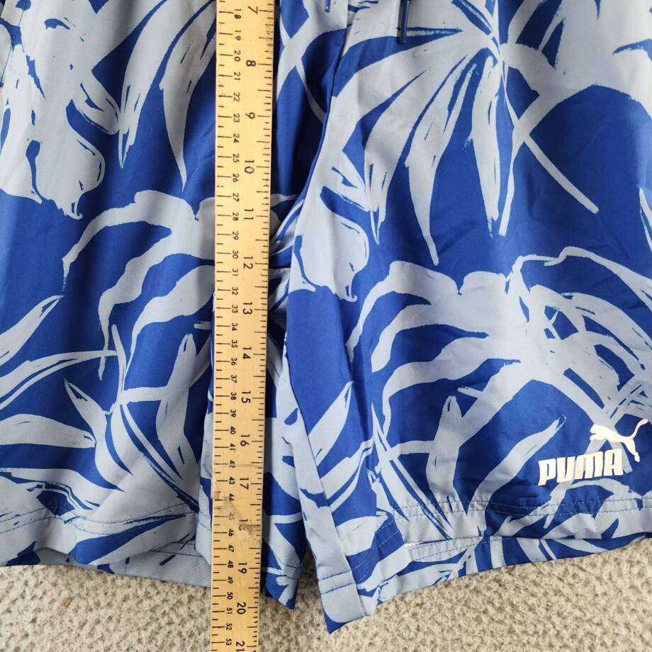 Puma ESS+Palm Resort Printed Shorts Mens S Cobalt Glaze Elastic Waist Drawstring