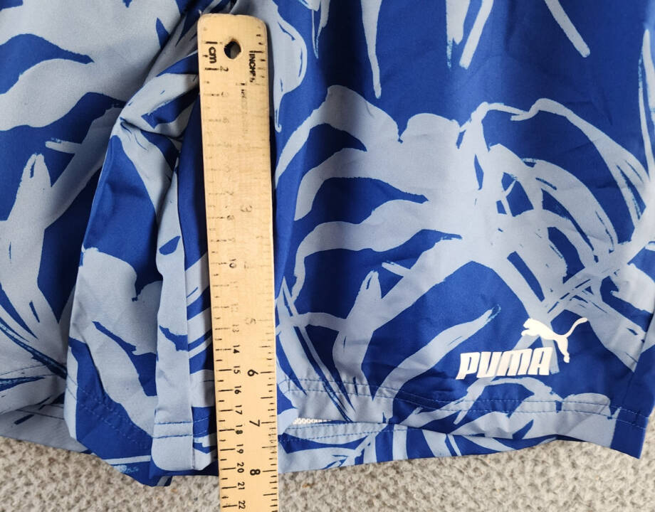 Puma ESS+Palm Resort Printed Shorts Mens S Cobalt Glaze Elastic Waist Drawstring