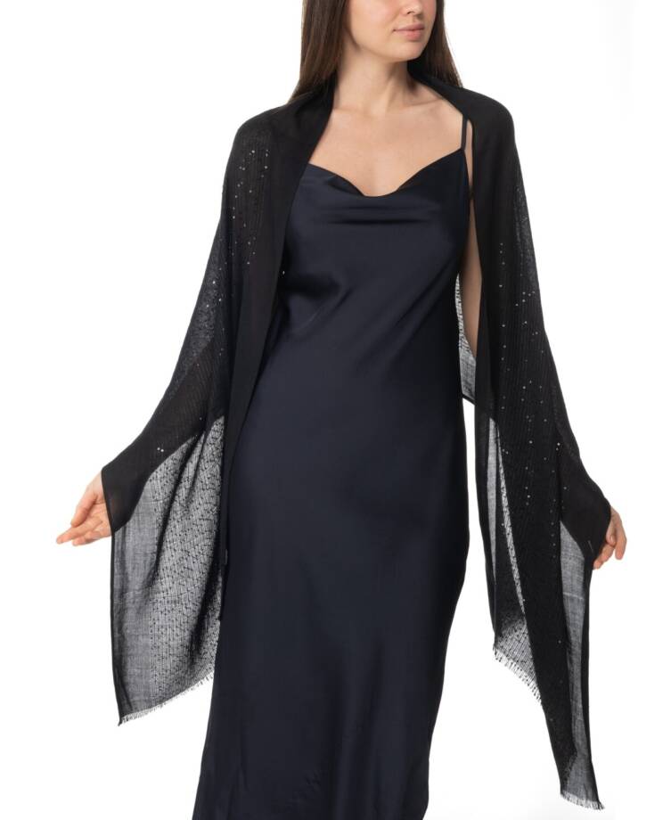 I.N.C. International Concepts Sequin Gauze Evening Wrap Women's One Size Black
