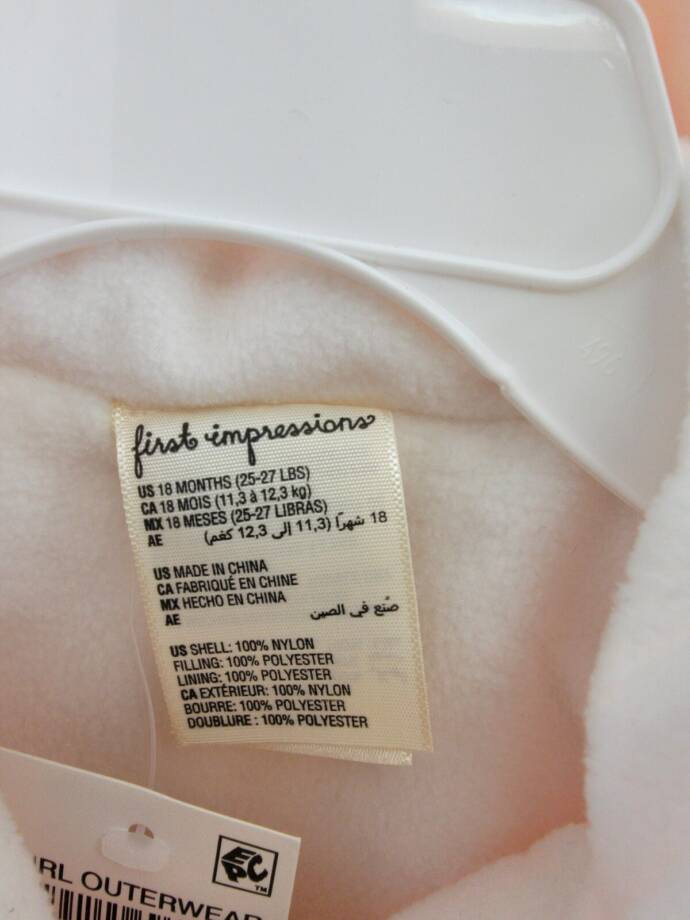 First Impressions Hooded Quilted Fleece-Lined Jacket Baby Girls 18M Satin Pink