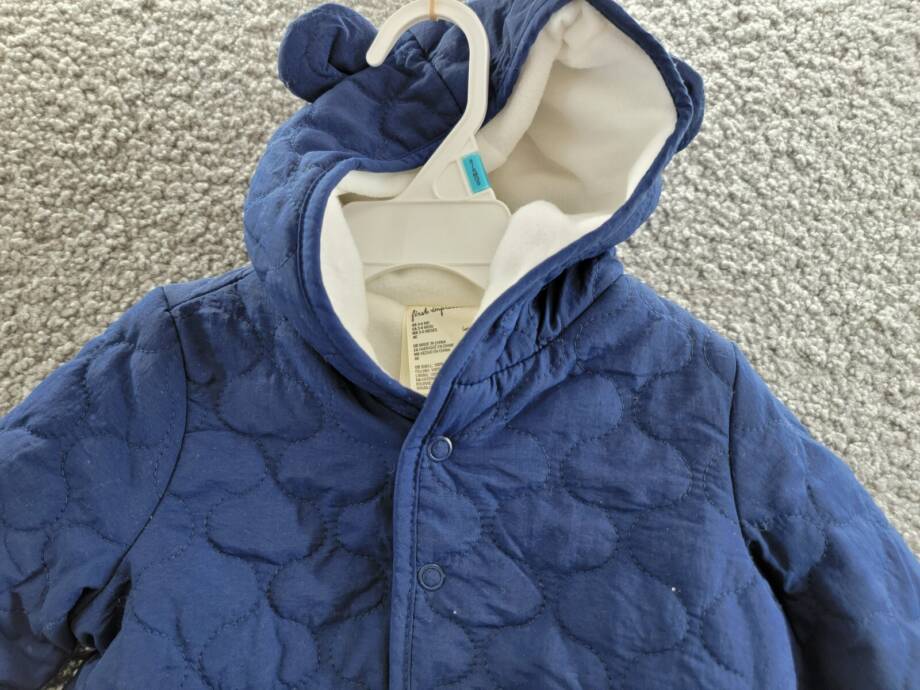 First Impressions Quilted Micro-Fleece-Lined Hooded Jacket Baby Boys 3-6M Navy