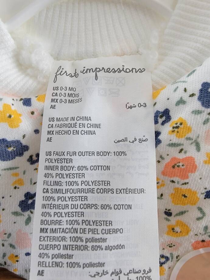 First Impressions Reversible Faux-Sherpa Jacket Baby Girls 0-3Mos Multi Full Zip