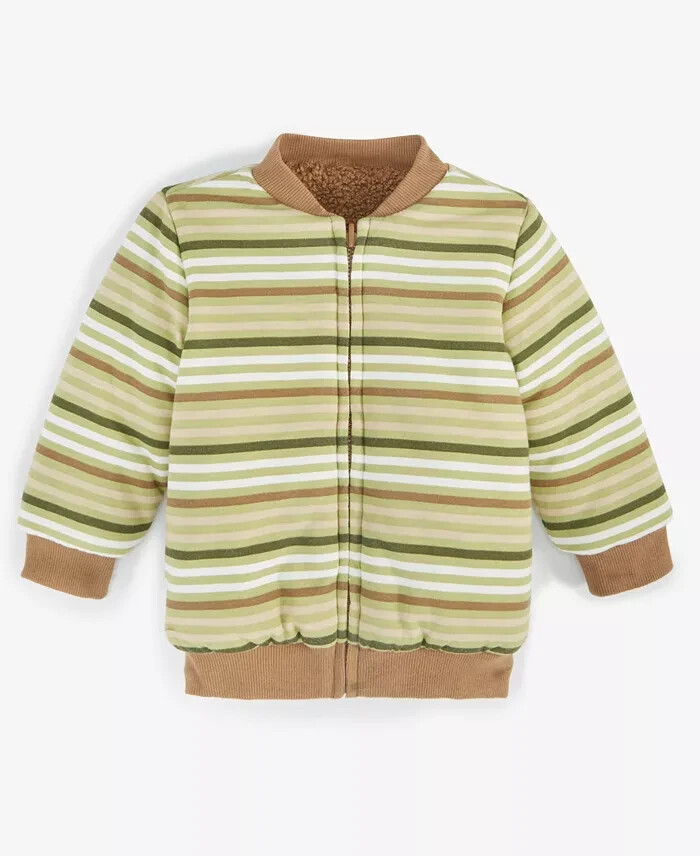 First Impressions Reversible Faux-Sherpa Striped Jacket Baby Boys 6-9M Fernwood