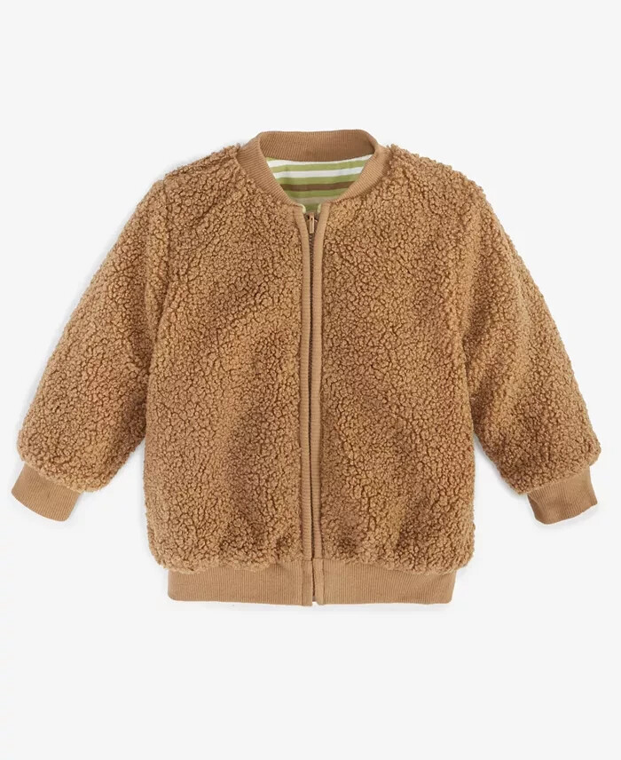 First Impressions Reversible Faux-Sherpa Striped Jacket Baby Boys 6-9M Fernwood