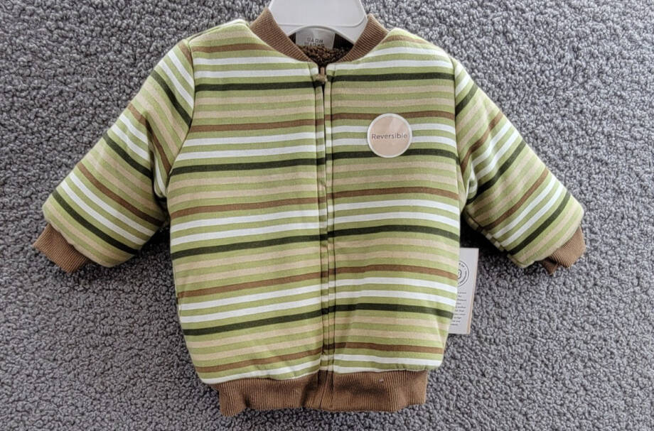 First Impressions Reversible Faux-Sherpa Striped Jacket Baby Boys 6-9M Fernwood