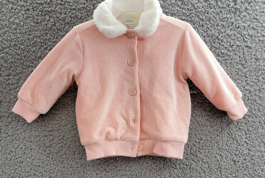 First Impressions Faux-Sherpa-Collar Knit Corduroy Jacket Baby Girls 3-6M Pink