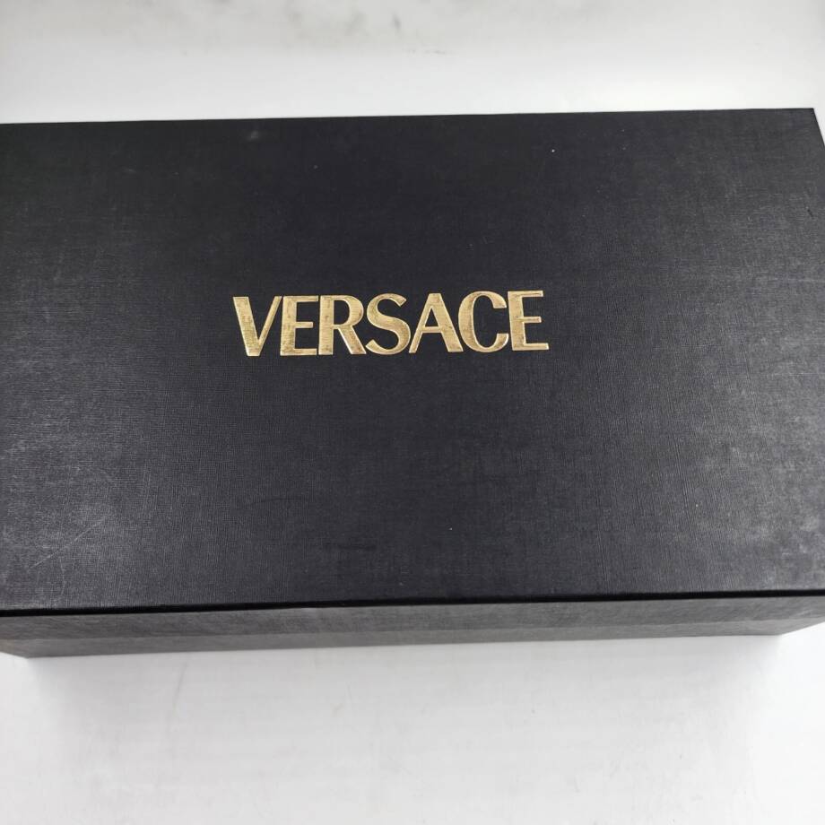 Versace Medusa Coin Slip On Penny Drivers Men's 41/8 US Dark Toffee Moc Toe