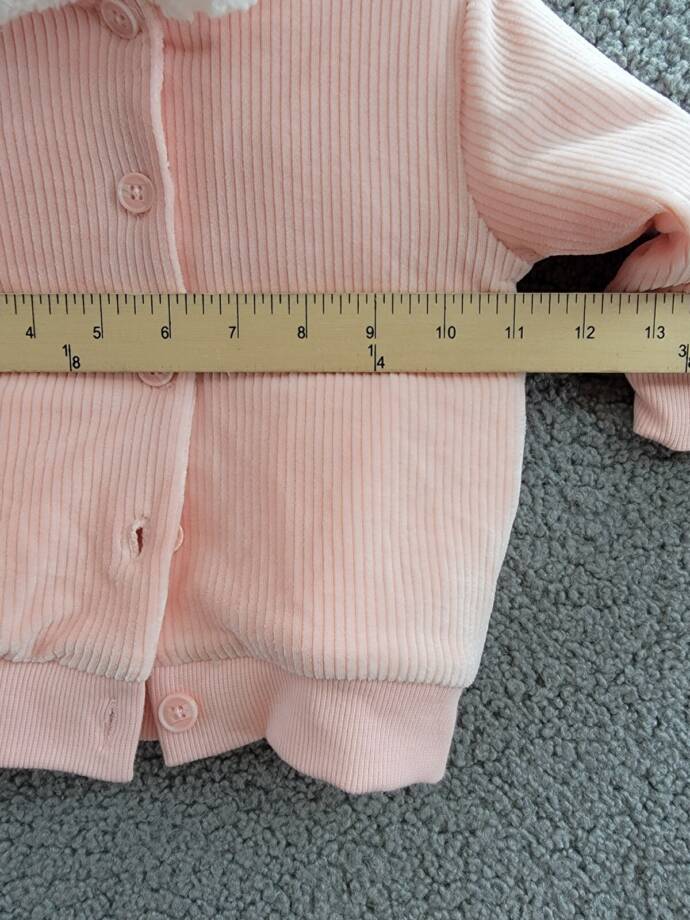First Impressions Faux-Sherpa-Collar Knit Corduroy Jacket Baby Girls 3-6M Pink
