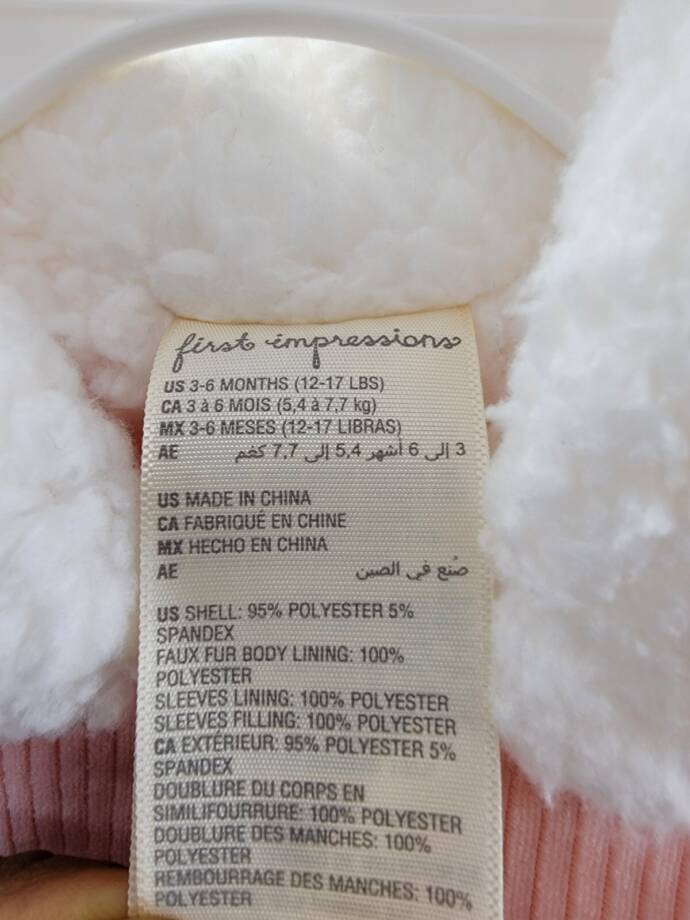 First Impressions Faux-Sherpa-Collar Knit Corduroy Jacket Baby Girls 3-6M Pink