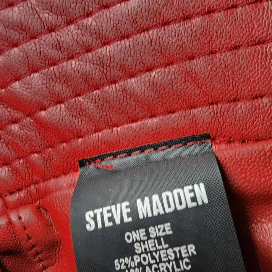 Steve Madden Reversible Plaid Bucket Hat Women's One Size Red Multi