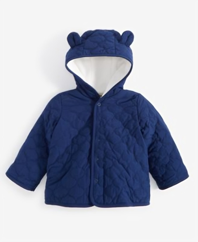First Impressions Quilted Micro-Fleece-Lined Hooded Jacket Baby Boys 0-3M Navy