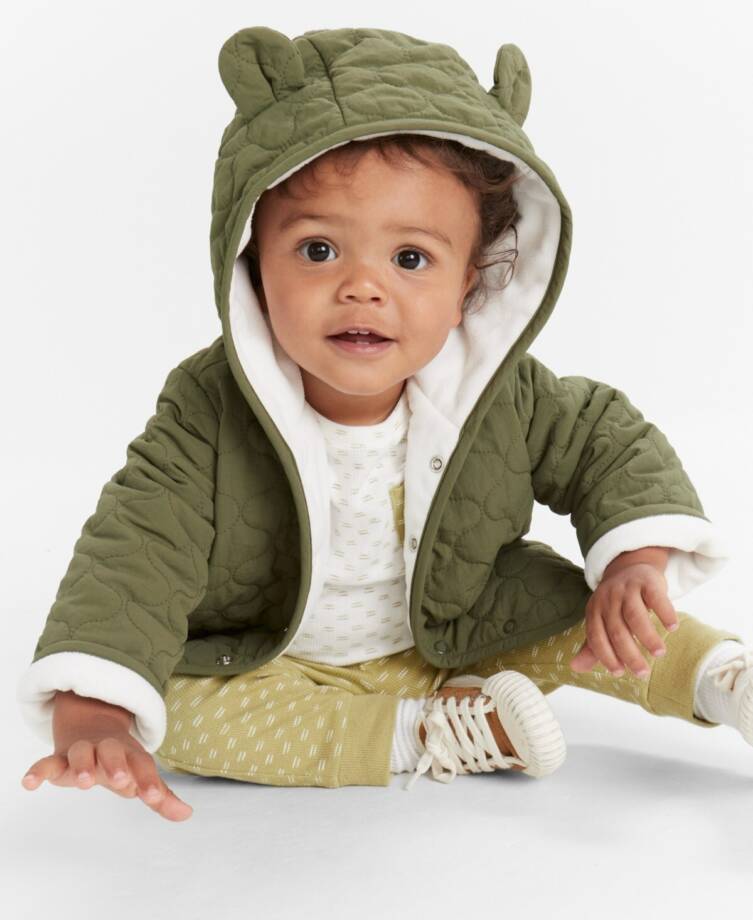 First Impressions Quilted Micro-Fleece-Lined Hooded Jacket Baby Boys 6-9M Pine