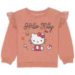 Hello Kitty Long Sleeve Ruffle Sweatshirt Little Girls 5 Brown Multi Crew Neck